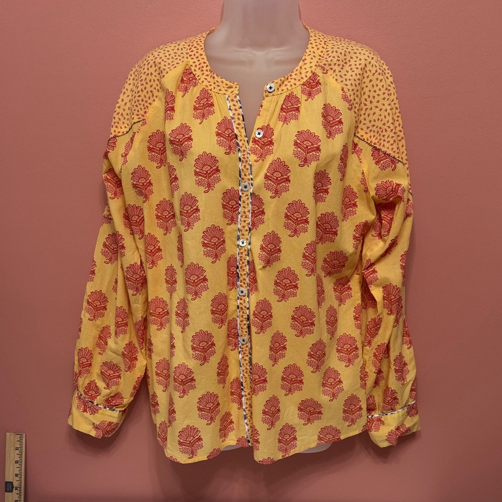 Sundance Rosalie Yellow and Pink Patterned Blouse